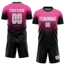 Загрузить изображение в средство просмотра галереи, Custom Pink White-Black Sublimation Fade Fashion Soccer Uniform Jersey