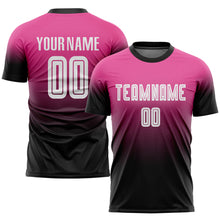 Загрузить изображение в средство просмотра галереи, Custom Pink White-Black Sublimation Fade Fashion Soccer Uniform Jersey