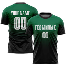 Загрузить изображение в средство просмотра галереи, Custom Kelly Green White-Black Sublimation Fade Fashion Soccer Uniform Jersey