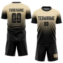 Загрузить изображение в средство просмотра галереи, Custom Cream Black Sublimation Fade Fashion Soccer Uniform Jersey
