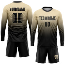 Загрузить изображение в средство просмотра галереи, Custom Cream Black Sublimation Fade Fashion Soccer Uniform Jersey