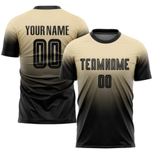Загрузить изображение в средство просмотра галереи, Custom Cream Black Sublimation Fade Fashion Soccer Uniform Jersey