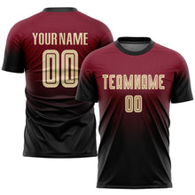 Load image into Gallery viewer, Custom Crimson Cream-Black Sublimation Fade Fashion Soccer Uniform Jersey