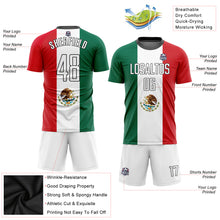 Laden Sie das Bild in den Galerie-Viewer, Custom Kelly Green White Red-Black Sublimation Mexican Flag Soccer Uniform Jersey