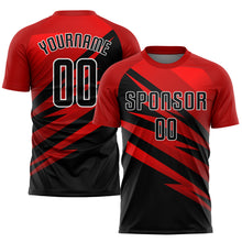 Загрузить изображение в средство просмотра галереи, Custom Red Black-White Sublimation Soccer Uniform Jersey