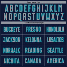 Charger l'image dans la galerie, Custom Navy Gray-Teal Pinstripe Fade Fashion Sublimation Soccer Uniform Jersey