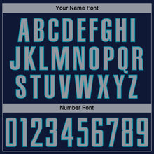 Charger l'image dans la galerie, Custom Navy Gray-Teal Pinstripe Fade Fashion Sublimation Soccer Uniform Jersey