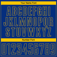 Charger l'image dans la galerie, Custom Royal Yellow Pinstripe Fade Fashion Sublimation Soccer Uniform Jersey