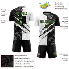 Load image into Gallery viewer, Custom Graffiti Pattern Black-Neon Green Scratch Sublimation Soccer Uniform Jersey
