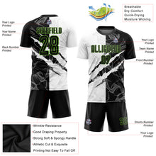 Charger l'image dans la galerie, Custom Graffiti Pattern Black-Neon Green Scratch Sublimation Soccer Uniform Jersey