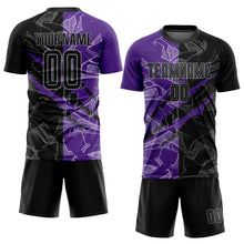Charger l'image dans la galerie, Custom Graffiti Pattern Black Purple-Gray Scratch Sublimation Soccer Uniform Jersey