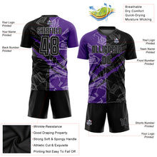 Charger l'image dans la galerie, Custom Graffiti Pattern Black Purple-Gray Scratch Sublimation Soccer Uniform Jersey