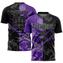 Charger l'image dans la galerie, Custom Graffiti Pattern Black Purple-Gray Scratch Sublimation Soccer Uniform Jersey