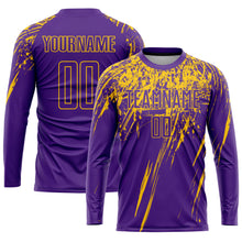 Load image into Gallery viewer, Custom Purple Yellow Sublimation Soccer Uniform Jersey