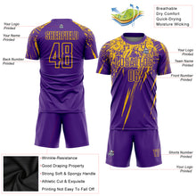 Load image into Gallery viewer, Custom Purple Yellow Sublimation Soccer Uniform Jersey