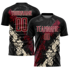 Загрузить изображение в средство просмотра галереи, Custom Black Crimson-Cream Sublimation Soccer Uniform Jersey