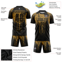 Laden Sie das Bild in den Galerie-Viewer, Custom Old Gold Black Sublimation Soccer Uniform Jersey