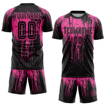 Charger l'image dans la galerie, Custom Pink Black Sublimation Soccer Uniform Jersey