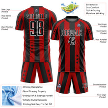 Load image into Gallery viewer, Custom Red Black-White Stars And Stripes Sublimation Soccer Uniform Jersey