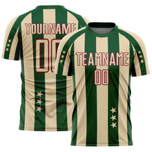Laden Sie das Bild in den Galerie-Viewer, Custom City Cream Green-Crimson Stars And Stripes Sublimation Soccer Uniform Jersey