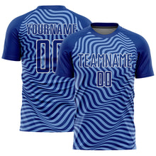 Load image into Gallery viewer, Custom Royal Light Blue-White Wavy Lines Sublimation Soccer Uniform Jersey