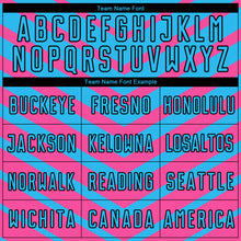 Load image into Gallery viewer, Custom Pink Sky Blue-Black Arrow Shapes Sublimation Soccer Uniform Jersey