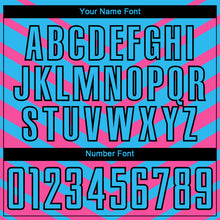 Load image into Gallery viewer, Custom Pink Sky Blue-Black Arrow Shapes Sublimation Soccer Uniform Jersey