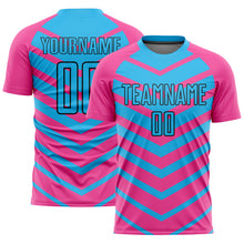 Load image into Gallery viewer, Custom Pink Sky Blue-Black Arrow Shapes Sublimation Soccer Uniform Jersey