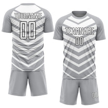 Laden Sie das Bild in den Galerie-Viewer, Custom Gray White-Black Arrow Shapes Sublimation Soccer Uniform Jersey