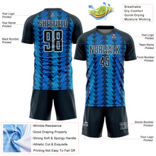 Load image into Gallery viewer, Custom US Navy Blue Navy-White Triangle Shapes Sublimation Soccer Uniform Jersey

