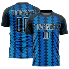 Load image into Gallery viewer, Custom US Navy Blue Navy-White Triangle Shapes Sublimation Soccer Uniform Jersey
