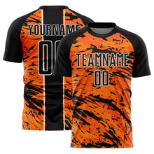 Charger l'image dans la galerie, Custom Bay Orange Black-White Abstract Fluid Sublimation Soccer Uniform Jersey