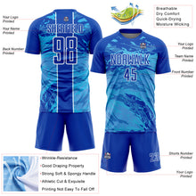 Charger l'image dans la galerie, Custom Thunder Blue Sky Blue-White Abstract Fluid Sublimation Soccer Uniform Jersey