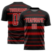 Load image into Gallery viewer, Custom Black Red-White Halftone Dots Sublimation Soccer Uniform Jersey