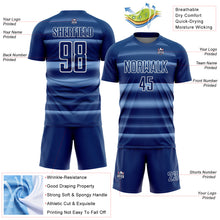 Load image into Gallery viewer, Custom Royal Light Blue-White Halftone Dots Sublimation Soccer Uniform Jersey