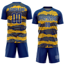 Load image into Gallery viewer, Custom Royal Gold-White Pinstripe Sublimation Soccer Uniform Jersey
