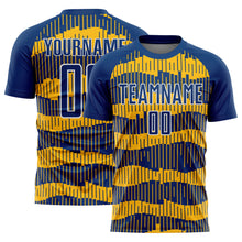 Load image into Gallery viewer, Custom Royal Gold-White Pinstripe Sublimation Soccer Uniform Jersey
