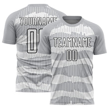 Charger l'image dans la galerie, Custom Gray White-Black Pinstripe Sublimation Soccer Uniform Jersey