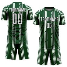 Load image into Gallery viewer, Custom Green White-Black Pinstripe Sublimation Soccer Uniform Jersey
