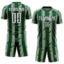Load image into Gallery viewer, Custom Green White-Black Pinstripe Sublimation Soccer Uniform Jersey