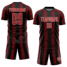 Charger l'image dans la galerie, Custom Black Red-White Pinstripe Sublimation Soccer Uniform Jersey