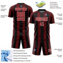 Charger l'image dans la galerie, Custom Black Red-White Pinstripe Sublimation Soccer Uniform Jersey
