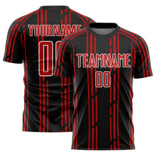 Charger l'image dans la galerie, Custom Black Red-White Pinstripe Sublimation Soccer Uniform Jersey