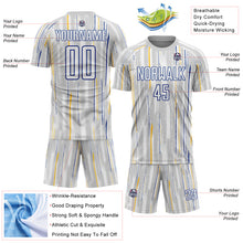 Laden Sie das Bild in den Galerie-Viewer, Custom Gray White-Royal Pinstripe Sublimation Soccer Uniform Jersey