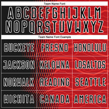 Laden Sie das Bild in den Galerie-Viewer, Custom Red Black-White Gradient Arrow Sublimation Soccer Uniform Jersey