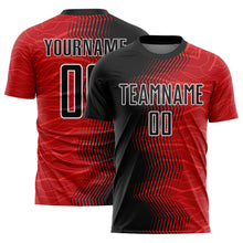 Laden Sie das Bild in den Galerie-Viewer, Custom Red Black-White Gradient Arrow Sublimation Soccer Uniform Jersey