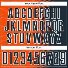 Laden Sie das Bild in den Galerie-Viewer, Custom Orange Navy-White Gradient Arrow Sublimation Soccer Uniform Jersey