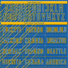 Загрузить изображение в средство просмотра галереи, Custom Blue Gold Lines Sublimation Soccer Uniform Jersey