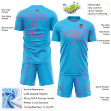 Charger l'image dans la galerie, Custom Sky Blue Pink Lines Sublimation Soccer Uniform Jersey