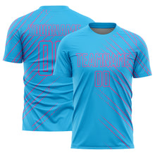 Charger l'image dans la galerie, Custom Sky Blue Pink Lines Sublimation Soccer Uniform Jersey
